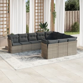 Set de sofás de jardín 10 pzas con cojines ratán sintético gris de , Conjuntos de jardín - Ref: Foro24-3218220, Precio: 582,0...