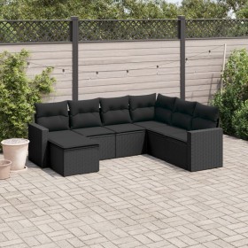 Set de comedor de jardín 7 pzas y cojines ratán sintético negro de , Conjuntos de jardín - Ref: Foro24-3219285, Precio: 434,9...