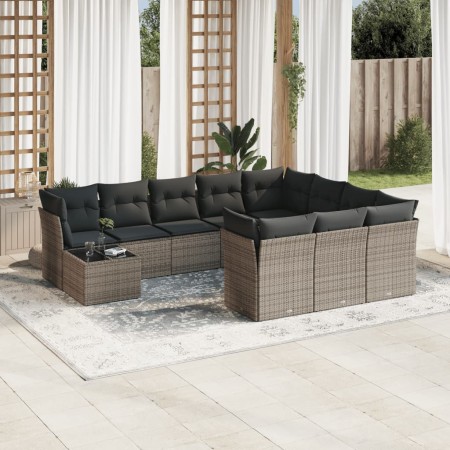 Set de sofás de jardín 11 pzas y cojines ratán sintético gris de , Conjuntos de jardín - Ref: Foro24-3218260, Precio: 636,04 ...