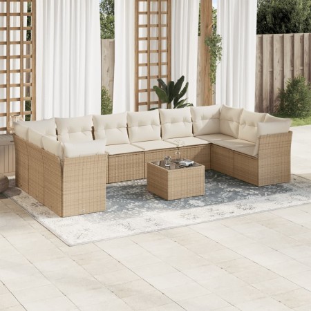 Set de sofás de jardín 11pzas con cojines ratán sintético beige de , Conjuntos de jardín - Ref: Foro24-3218208, Precio: 693,5...