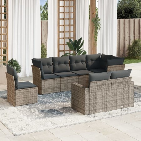 Set de sofás de jardín 8 pzas y cojines ratán sintético gris de , Conjuntos de jardín - Ref: Foro24-3219230, Precio: 517,07 €...