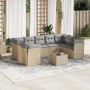 Juego de sofás jardín con cojines beige 10 pzas ratán sintético de , Conjuntos de jardín - Ref: Foro24-3218139, Precio: 574,1...