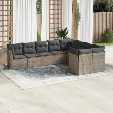 Set de muebles de jardín 9 pzas y cojines ratán sintético gris de , Conjuntos de jardín - Ref: Foro24-3218170, Precio: 527,37...