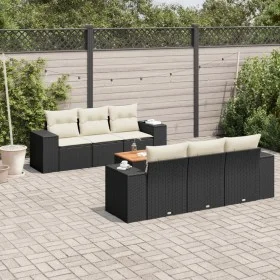 Set de comedor de jardín 7 pzas y cojines ratán sintético negro de , Conjuntos de jardín - Ref: Foro24-3225335, Precio: 467,1...