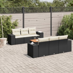 Set de comedor de jardín 7 pzas y cojines ratán sintético negro de , Conjuntos de jardín - Ref: Foro24-3225335, Precio: 433,7...