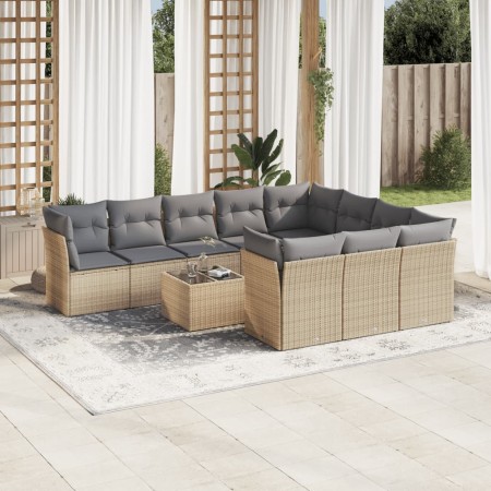 Set de sofás de jardín 11pzas con cojines ratán sintético beige de , Conjuntos de jardín - Ref: Foro24-3218229, Precio: 668,6...