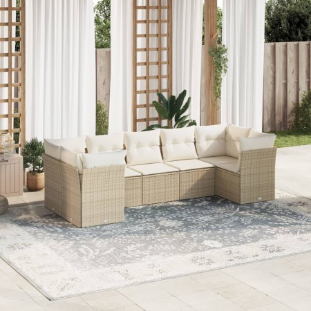 Set sofás de jardín 7 piezas y cojines ratán sintético beige de , Conjuntos de jardín - Ref: Foro24-3218118, Precio: 482,12 €...
