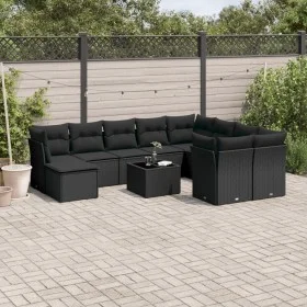 Set de sofás de jardín 10 pzas cojines ratán sintético negro de , Conjuntos de jardín - Ref: Foro24-3218185, Precio: 619,37 €...