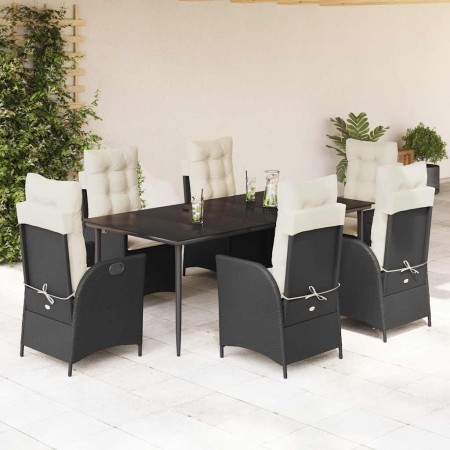 Set de comedor de jardín 7 pzas y cojines ratán sintético negro en Conjuntos de jardín | Comprar online en Foru.es