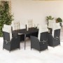Set de comedor de jardín 7 pzas y cojines ratán sintético negro en Conjuntos de jardín | Comprar online en Foru.es