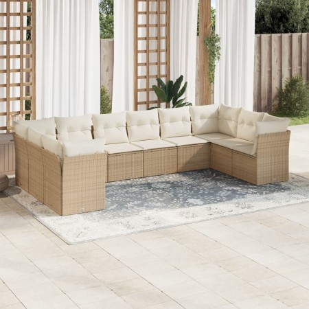 Juego de sofás jardín con cojines beige 10 pzas ratán sintético de , Conjuntos de jardín - Ref: Foro24-3218198, Precio: 645,8...