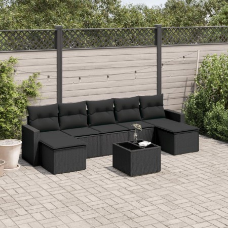 Set de sofás de jardín 8 piezas y cojines ratán sintético negro de , Conjuntos de jardín - Ref: Foro24-3219335, Precio: 439,1...
