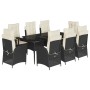 Set de comedor de jardín 9 pzas y cojines ratán sintético negro en Conjuntos de jardín | Comprar online en Foru.es