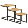 Mesas de centro apilables 3 pzas madera maciza mango y hierro by , Side tables - Ref: Foro24-358561, Price: 69,61 €, Discount: %