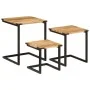 Mesas de centro apilables 3 pzas madera maciza mango y hierro by , Side tables - Ref: Foro24-358561, Price: 69,61 €, Discount: %