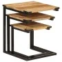 Mesas de centro apilables 3 pzas madera maciza mango y hierro by , Side tables - Ref: Foro24-358561, Price: 69,61 €, Discount: %