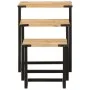 Mesas de centro apilables 3 pzas madera maciza mango y hierro by , Side tables - Ref: Foro24-358561, Price: 69,61 €, Discount: %