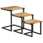 Mesas de centro apilables 3 pzas madera maciza mango y hierro by , Side tables - Ref: Foro24-358561, Price: 69,61 €, Discount: %