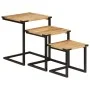Mesas de centro apilables 3 pzas madera maciza mango y hierro by , Side tables - Ref: Foro24-358561, Price: 69,61 €, Discount: %