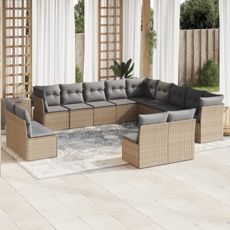 Set sofás de jardín con cojines 13 pzas ratán sintético beige de , Conjuntos de jardín - Ref: Foro24-3250328, Precio: 828,89 ...
