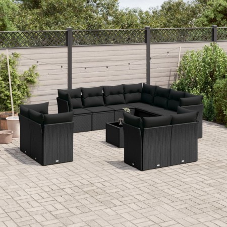 Set de sofás de jardín 12 piezas cojines ratán sintético negro de , Conjuntos de jardín - Ref: Foro24-3250354, Precio: 883,87...