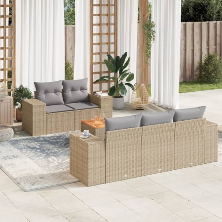 Juego de sofás jardín con cojines 6 pzas ratán sintético beige de , Conjuntos de jardín - Ref: Foro24-3257662, Precio: 464,60...
