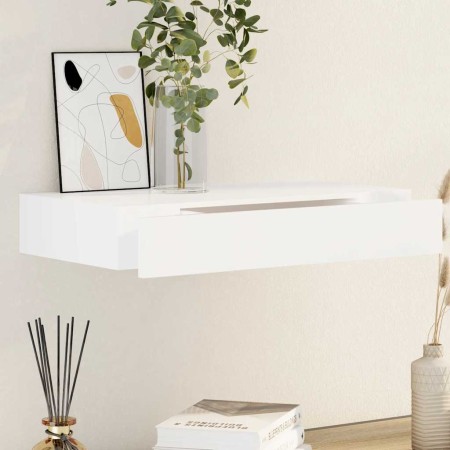 Estante flotante pared con 1 cajón MDF blanco para libros/DVD en Estanterías | Comprar online en Foru.es