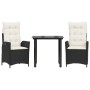 Set comedor de jardín 3 pzas con cojines ratán sintético negro en Conjuntos de jardín | Comprar online en Foru.es