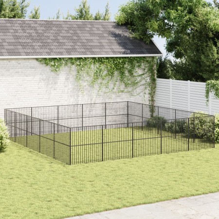 Corralito para perros con 20 paneles acero galvanizado negro de , Casetas para perros - Ref: Foro24-3209556, Precio: 492,55 €...