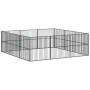 Corralito para perros con 12 paneles acero galvanizado negro de , Casetas para perros - Ref: Foro24-3209554, Precio: 291,59 €...