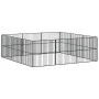 Corralito para perros con 12 paneles acero galvanizado negro de , Casetas para perros - Ref: Foro24-3209554, Precio: 291,59 €...
