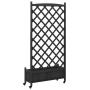 Jardinera con enrejado y ruedas madera maciza de abeto negro de , Maceteros y jardineras - Ref: Foro24-3207655, Precio: 166,4...