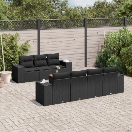 Set de sofás de jardín 8 piezas y cojines ratán sintético negro de , Conjuntos de jardín - Ref: Foro24-3225348, Precio: 574,9...