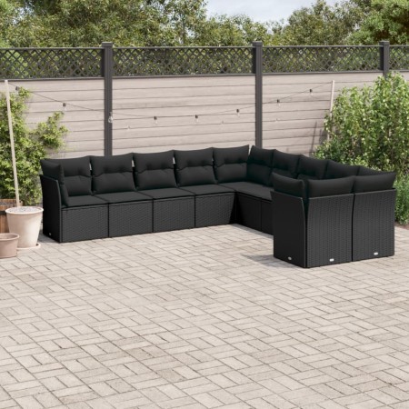 Set de sofás de jardín 10 pzas cojines ratán sintético negro de , Conjuntos de jardín - Ref: Foro24-3218235, Precio: 631,50 €...
