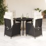 Set de muebles jardín 5 pzas con cojines ratán sintético negro en Conjuntos de jardín | Comprar online en Foru.es