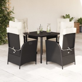 Set de muebles jardín 5 pzas con cojines ratán sintético negro en Conjuntos de jardín | Comprar online en Foru.es
