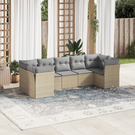 Set sofás de jardín 7 piezas y cojines ratán sintético beige de , Conjuntos de jardín - Ref: Foro24-3218119, Precio: 453,23 €...