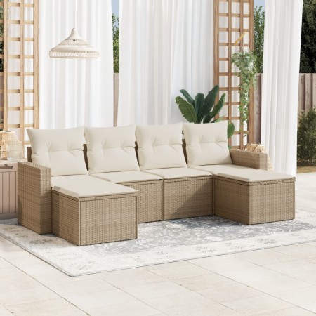 Juego de sofás jardín con cojines 6 pzas ratán sintético beige de , Conjuntos de jardín - Ref: Foro24-3219308, Precio: 357,53...