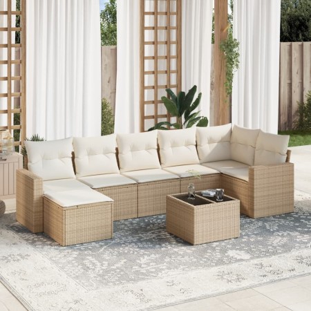 Juego de sofás de jardín con cojines beige 8 pzas ratán PE de , Conjuntos de jardín - Ref: Foro24-3219278, Precio: 499,45 €, ...