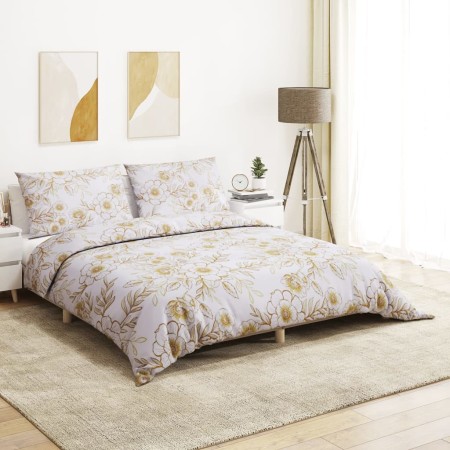 Juego de funda nórdica algodón blanco y marrón 200x200 cm de , Fundas de nórdico - Ref: Foro24-136406, Precio: 24,71 €, Descu...