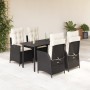 Set de muebles jardín 5 pzas con cojines ratán sintético negro en Conjuntos de jardín | Comprar online en Foru.es