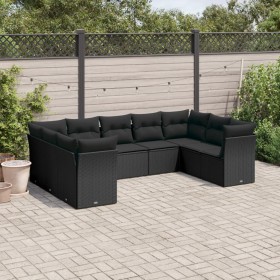 Set de sofás de jardín 8 piezas y cojines ratán sintético negro de , Conjuntos de jardín - Ref: Foro24-3218125, Precio: 563,2...
