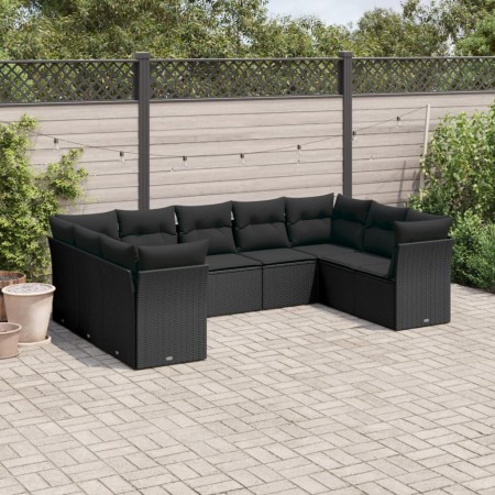 Set de sofás de jardín 8 piezas y cojines ratán sintético negro de , Conjuntos de jardín - Ref: Foro24-3218125, Precio: 563,2...