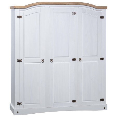 Armario madera de pino Mexicano estilo Corona blanco 3 puertas de vidaXL, Armarios roperos - Ref: Foro24-282622, Precio: 477,...