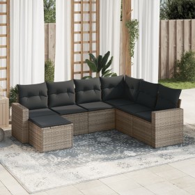 Set de sofás de jardín 7 piezas con cojines ratán PE gris de , Conjuntos de jardín - Ref: Foro24-3219290, Precio: 410,78 €, D...