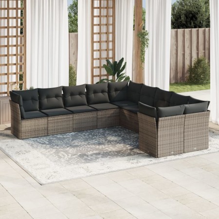 Set de sofás de jardín 10 pzas con cojines ratán sintético gris de , Conjuntos de jardín - Ref: Foro24-3218240, Precio: 582,0...