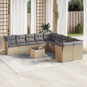 Set de sofás de jardín 11pzas con cojines ratán sintético beige de , Conjuntos de jardín - Ref: Foro24-3218249, Precio: 668,6...