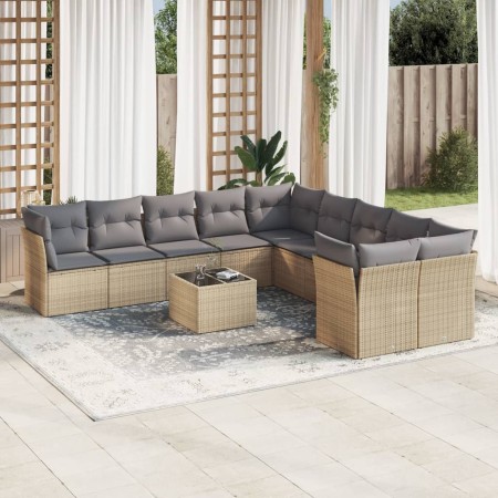 Set de sofás de jardín 11pzas con cojines ratán sintético beige de , Conjuntos de jardín - Ref: Foro24-3218249, Precio: 668,6...
