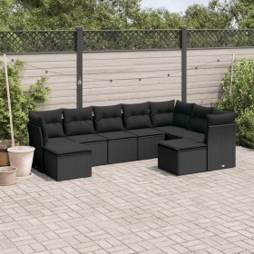 Set de sofás de jardín 8 piezas y cojines ratán sintético negro de , Conjuntos de jardín - Ref: Foro24-3250404, Precio: 576,9...