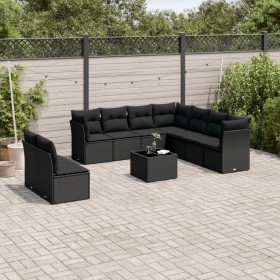 Set de sofás de jardín 10 pzas cojines ratán sintético negro de , Conjuntos de jardín - Ref: Foro24-3249684, Precio: 677,94 €...